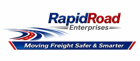 RapidRoad Enterprises logo with flowing design and tagline Moving Freight Safer and Smarter